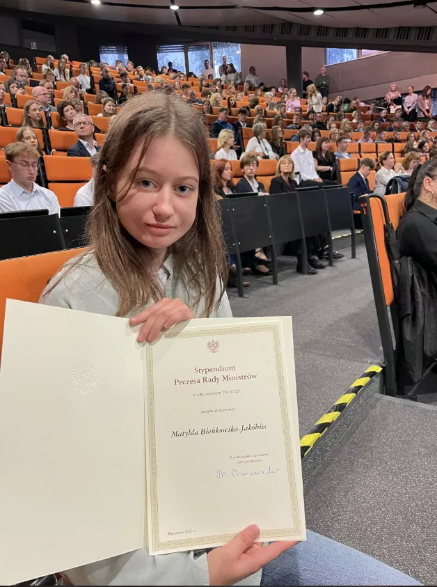 Stypendium ministra dla najlepszych uczniów trafia do naszej uczennicy!