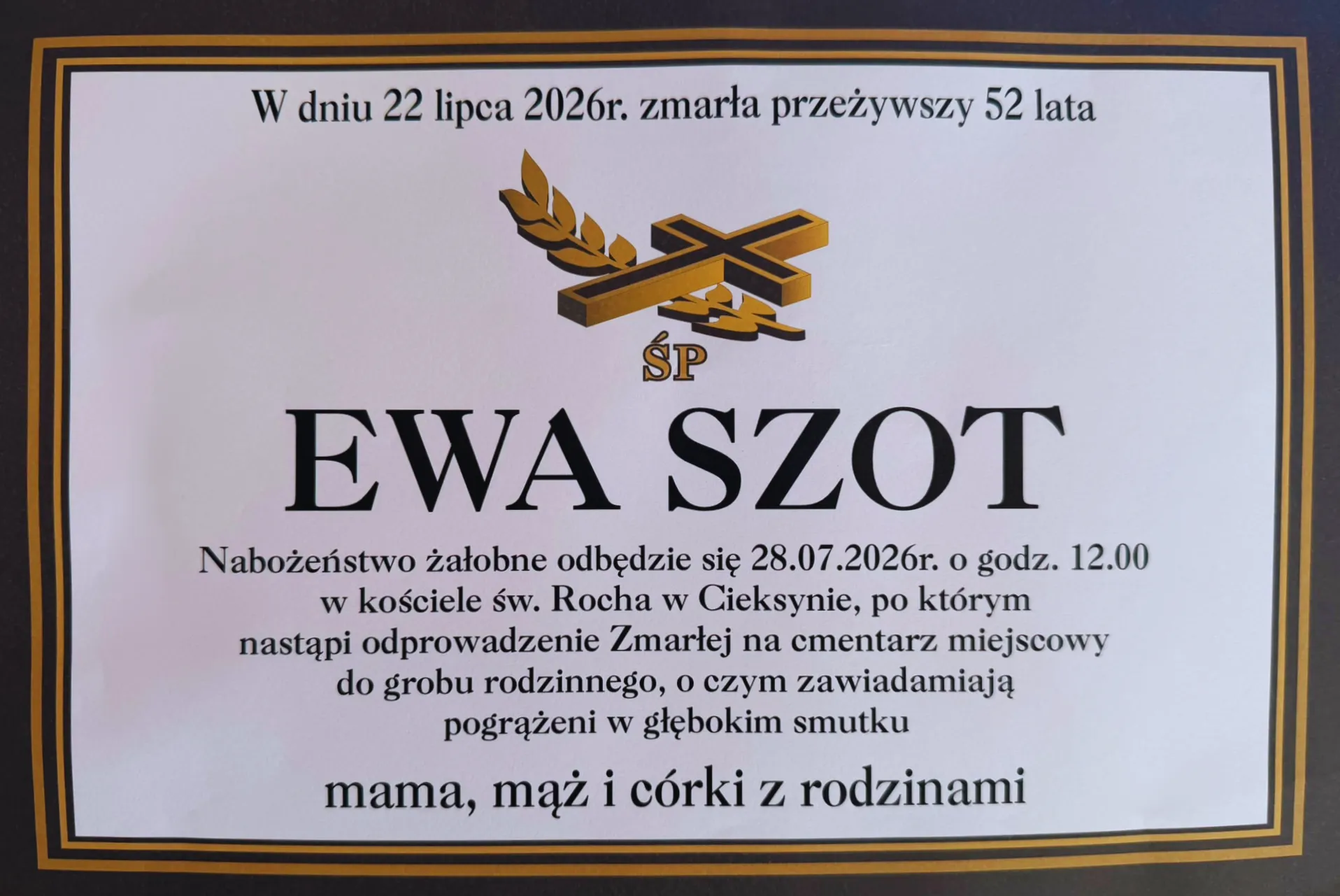 Ewa Szot nekrolog